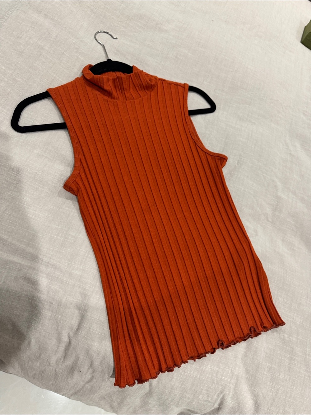 Simon Miller Sleeveless Ribbed Mock Neck Top - Orange